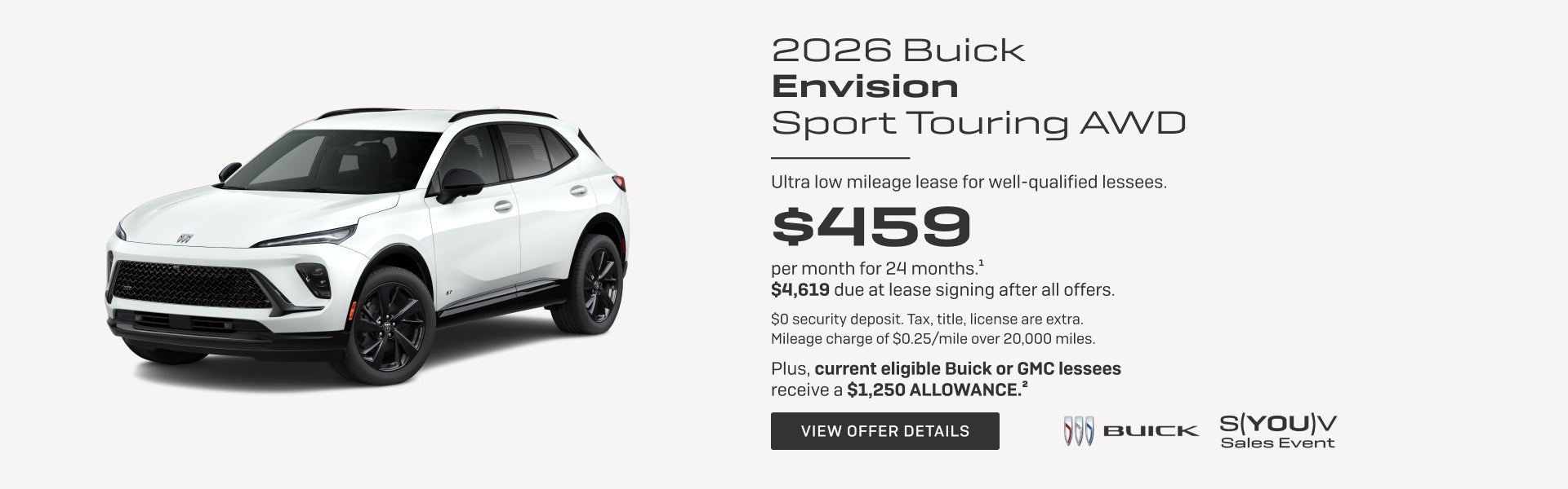 Ultra low mileage lease for well-qualified lessees.

$459 per month for 24 months.1

$4,619 due a...