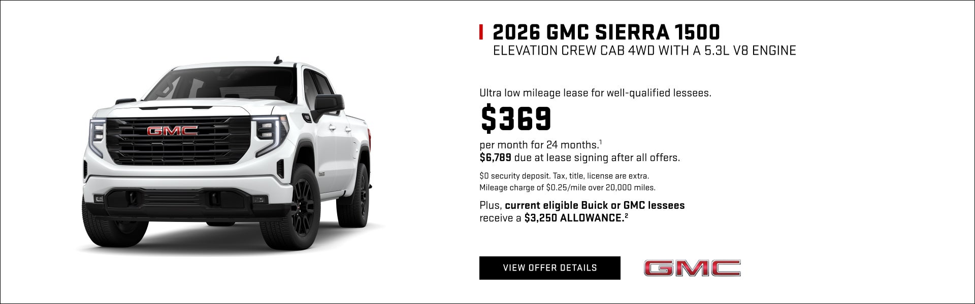 Ultra low mileage lease for well-qualified lessees.

$369 per month for 24 months.1

$6,789 due a...