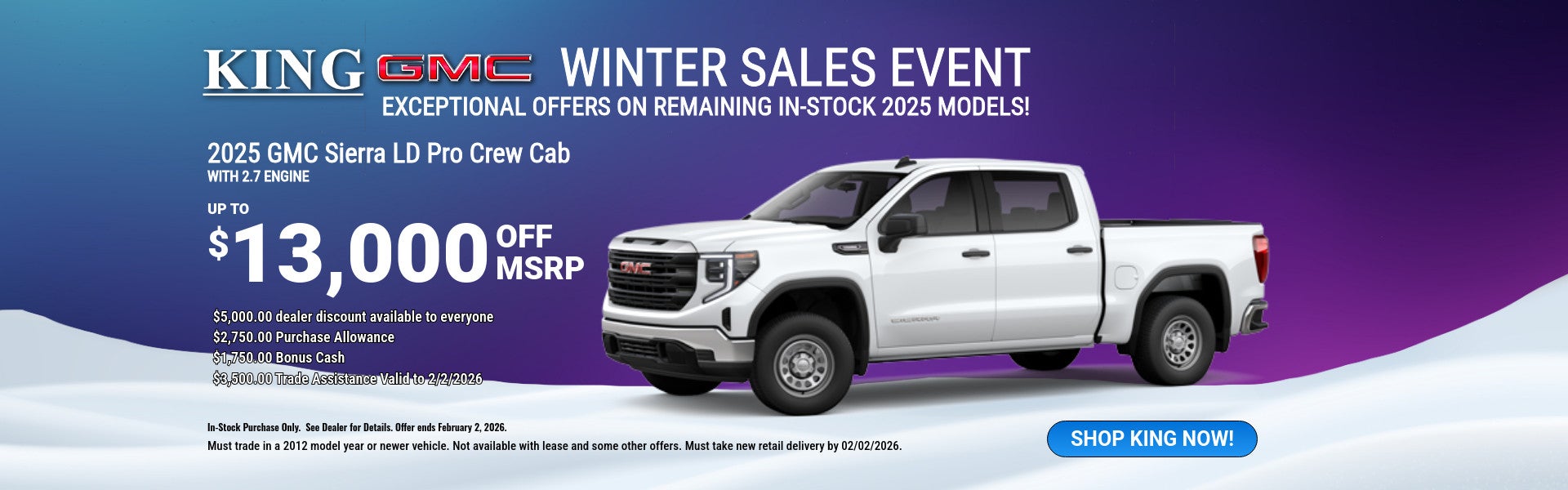 Winter sales event GMC trucks 2025